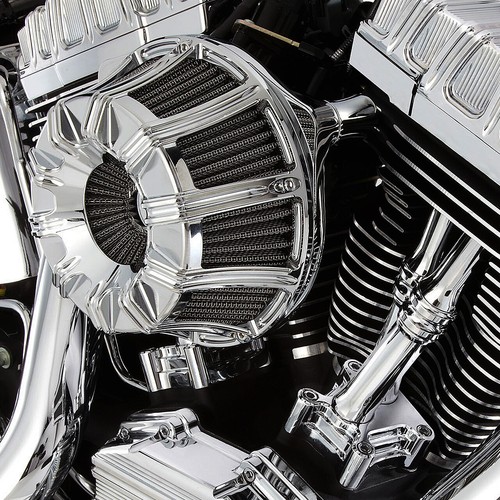 Chrome Air Cleaner Intake Filter Fits For Harley Touring Softail Dyna 2008-2017 - Foto 4 di 12