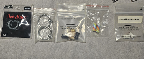 Body Piercing Jewlery Body Rage Body Candy LOT 20 Sets 7 Pieces & Tunnels - Picture 2 of 20