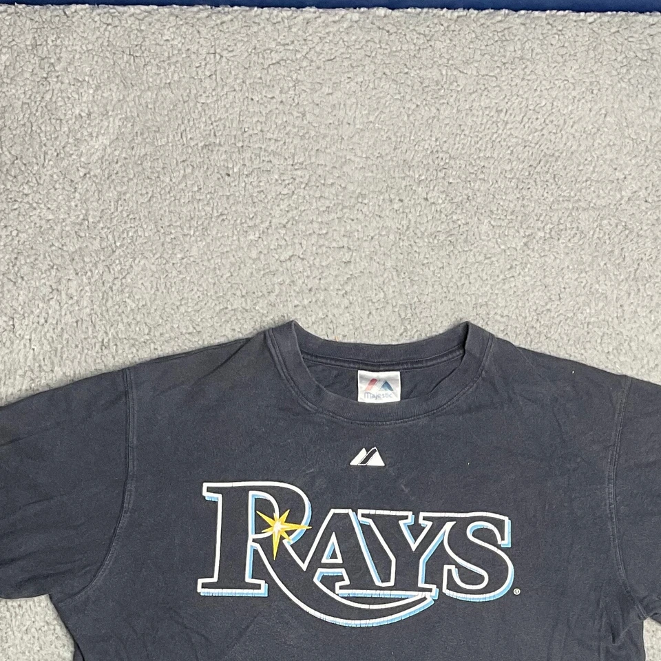 Tampa Bay Rays MLB Black Vintage Majestic Evan Longoria Shirt Boys 2XL - Image 2 of 4