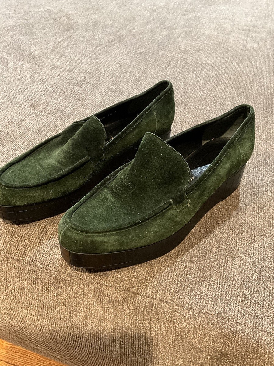 Robert Clergerie Women's Green Suede Platform Loafer Shoes 8 Robert Clergerie Women's Green Suede Platform Loafer Shoes 8