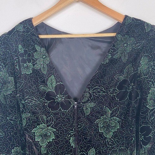 Pantagis Vintage 80's Evenings Dress Size 10 Green Velvet USA Fairy Whimsigoth - Picture 5 of 15