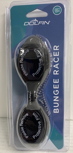 Dolfin Swim Goggles Black Bungee Racer Swimming Water Sports Ages 13+ New