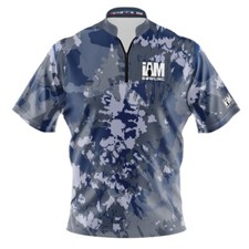 NEW I AM Bowling  Navy Camo Bowling Jersey Sizes S-4XL Moisture-Wicking
