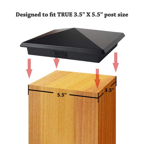 Tapa de poste piramidal de aluminio resistente de 3,5"" x 5,5"" para postes de madera - negra - Imagen 4 de 9
