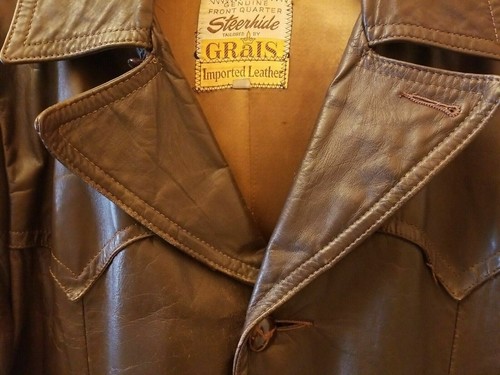 Vintage 50er Jahre echt Steerhide Lederjacke braun Herren Gr. 40 selten  - Bild 10 von 10