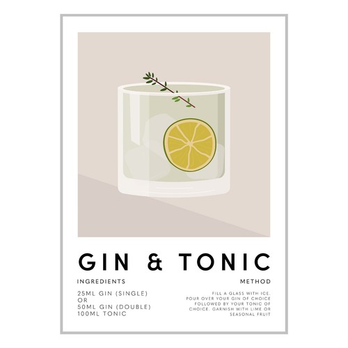 Gin And Tonic Cóctel Regalo Receta Póster Cocina Pared Arte Bebida Estampado Bar Decoración - Imagen 7 de 59