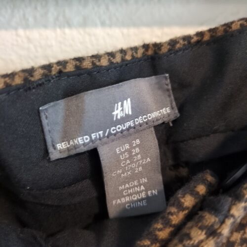 H&M Herren Relaxed Fit Wollmischung Hose Gr. 28 braun Anzughose Hahnentritt - Bild 2 von 6