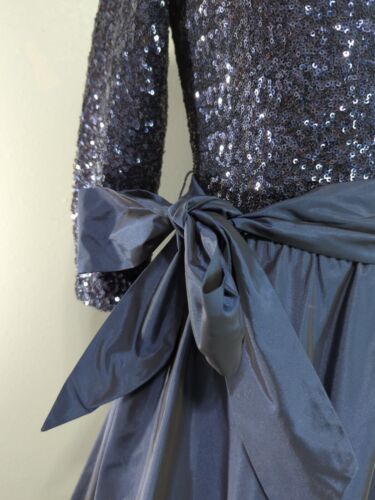 Suzi Chin For Maggie Boutique Navy Sequins And Taffeta Dress Size 6 - Picture 3 of 8