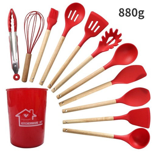Silikon Geschirr Set Antihaft Geschirr Holzgriff Hitzebeständig Kochen - Bild 47 von 65
