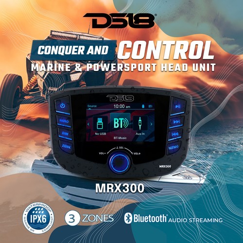 DS18 Marine Headunit TFT Screen 3 Zones 4 volts Output Bluetooth, RDS 4X40 Watts - Picture 2 of 7