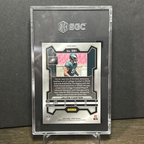 2023 Panini Prizm JALEN CARTER NEON GREEN PULSAR ROOKIE GEAR SGC 9 - Picture 7 of 12