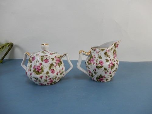 Vintage Chintz Gold Sugar Bowl and Creamer Made in Japan - Picture 9 of 12