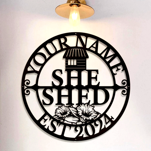 Letrero personalizado con nombre de metal de flor de cobertizo decoración de jardín para el hogar arte de pared regalo - Imagen 2 de 10
