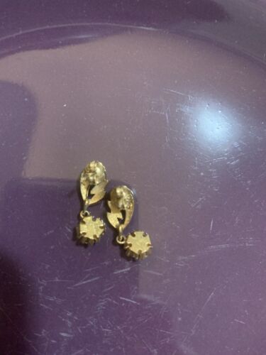 Sapphire and Diamond Flowers Dangle Drop Earrings Simulated Stones - Picture 4 of 6