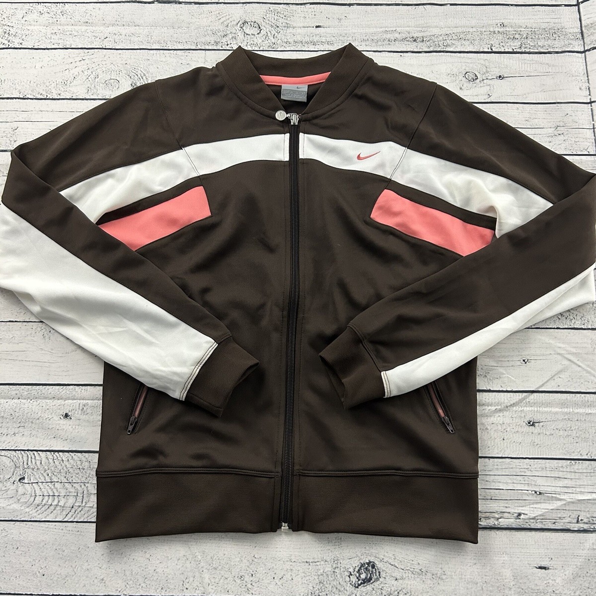 Vintage Nike Full Zip Track Jacket Women's Large Brown Pink Vintage Nike Full Zip Track Jacket Women's Large Brown Pink