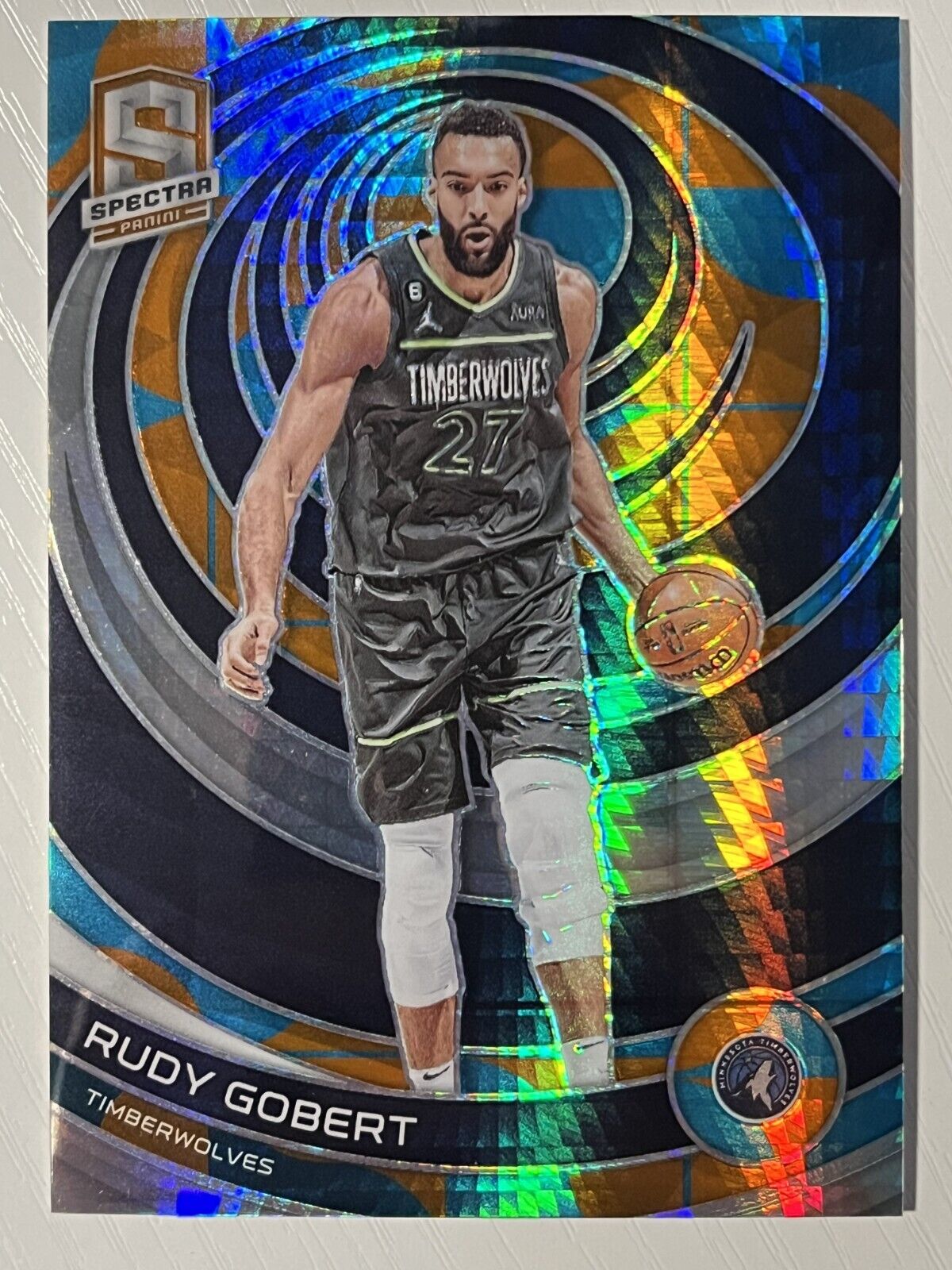Rudy Gobert 2022-23 Panini Spectra Asia Blue and Orange #58 14/49 Timberwolves
