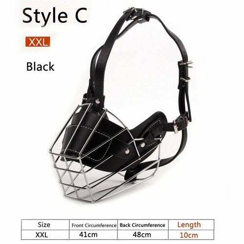 Metall Draht Leder Korb Käfig Hund Maulkorb mit verstellbaren Riemen kein Biss Bellen - Bild 21 von 22