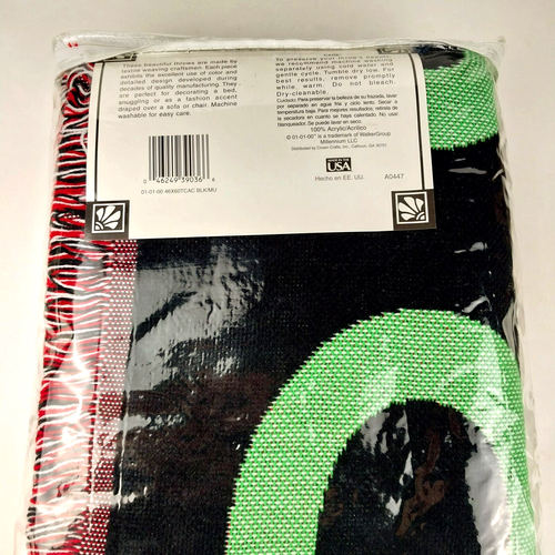 Vintage 90s Jacquard Woven Acrylic Throw 60 X 46 Binary Design - NEW IN BAG! - Picture 3 of 5