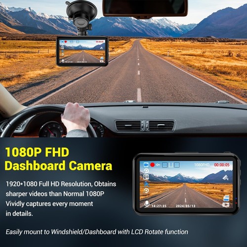 Dash Cam, Dashcam 1080P FHD Car Camera Dash Cam Front DVR Dashboard Dash Camera - Picture 3 of 7