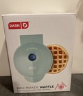 DASH Mini Waffle Maker Non-Stick 4" Cooking Surface DMW001 Aqua 350W, NEW