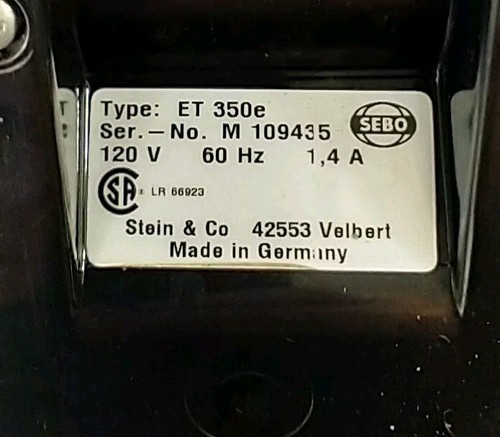 Patriot Tristar SEBO Home Defense Vacuum REPLACEMENT Power Nozzle Head et350e - Picture 15 of 18