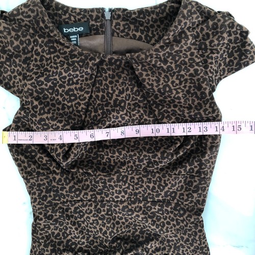 Bebe Women Brown Animal Print Leopard Sheath Suede Dress Size XXS - Picture 6 of 12