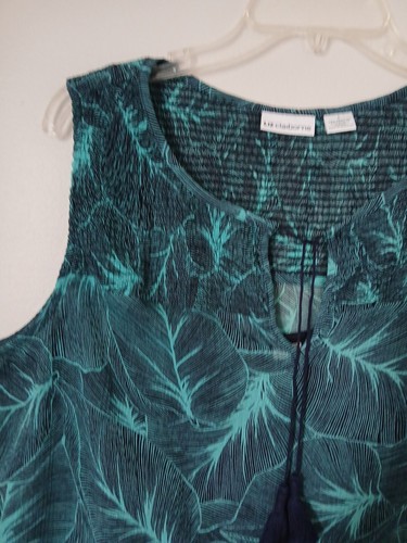 Liz Claiborne Womens Large Sleeveless Blouse Sheer Tunic Tank Top Lined W/Cami - Picture 4 of 9