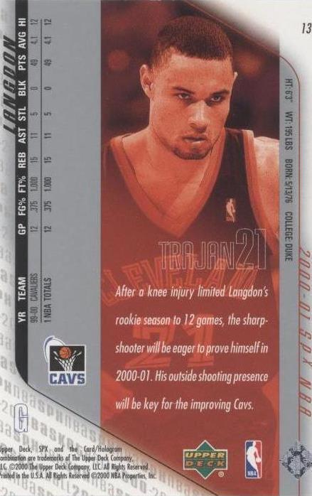 2000-01 SPx - Trajan Langdon #13