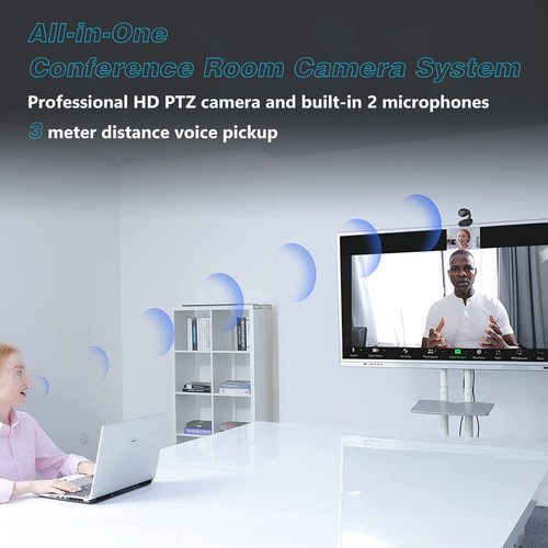 Conference Room Camera System 1080P PTZ Webcam ~Dual Microphones 3X Zoom *4847BW - Picture 5 of 9