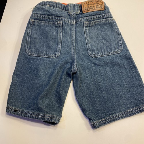 U.S. Polo Assn Denim Blue Jean Shorts Kids 3T Adjustable Waist + Orange Band - Picture 7 of 10