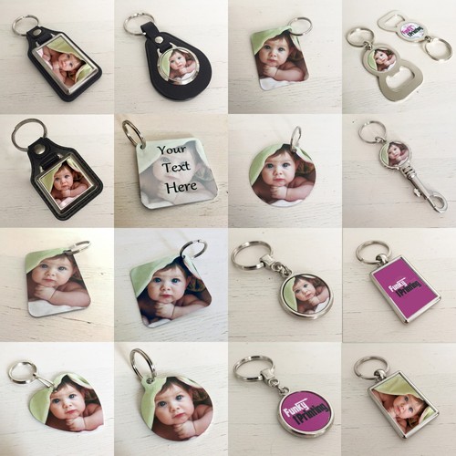 Personalised Photo Key Ring, Double Sided, Custom Gift,Any Image Logo Text Promo - Picture 1 of 15