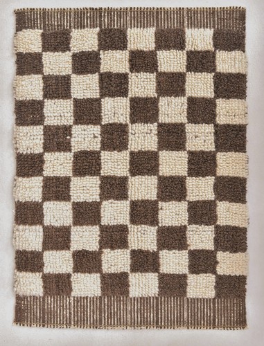 Handmade Checkered Texture Loop Pile Area Rug - Modern Minimalist Decor 2x3ft - Picture 4 of 10