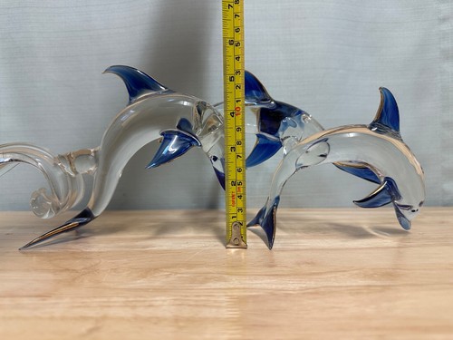 Cristal D'Arques Bleikristall Kunstglas Delfin Skulptur Kobaltblau Klar 17 Zoll - Bild 4 von 8