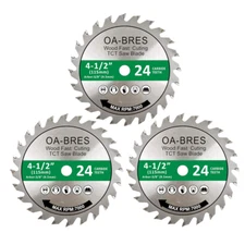 3 Pack 4-1/2-Inch 24T TCT Carbide Tipped Teeth Compact Circular Saw Blade with 3
