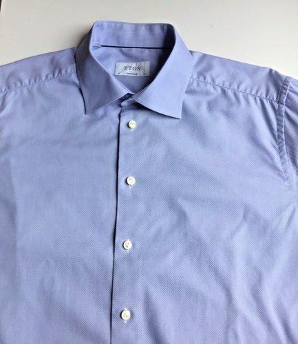 Camisa ETON Contemporánea, Elegante Azul Cielo Elegante Algodón Satinado Talla 17.5/44 - Imagen 10 de 10