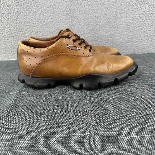 Oakley Golf Shoes Men's Sie 9 Brown Leather Made In Italy Tuxedo - Picture 4 of 12