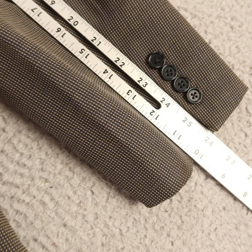 Canali Jacket L LT Brown Blue Nailshead Check 100% Wool Blazer Made in Italy 44L - Picture 18 of 18