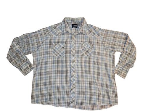 Vintage Wrangler Plaid Pearl Snap Long Sleeve Shirt Western Mens Size 3XL