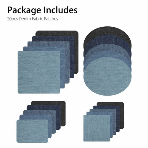 20Pcs Assorted DIY Iron On Denim Fabric Patches For Clothing Jeans Repair Kit US - Picture 4 of 8