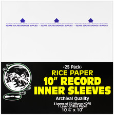 25 10" RICE PAPER Insert Plastic Record Inner Sleeves Vinyl ARCHIVAL 10IM