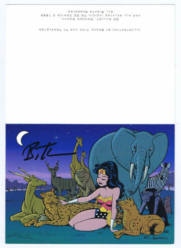 Wonder Woman Promo Holiday Card Signed w/COA by Bruce Timm 1995 NOS Unused DC - Picture 1 of 3