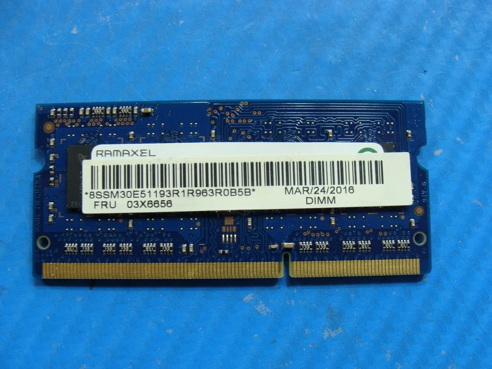 Lenovo ThinkPad T560 Ramaxel 4GB 1Rx8 PC3L-12800S Memory RAM SO-DIMM 03X6656 - Image 2 of 2