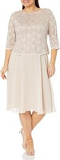 Alex Evenings Dress Tea Length Lace Mock Dress Plus Women sz 24 W  NEW NWT AE5