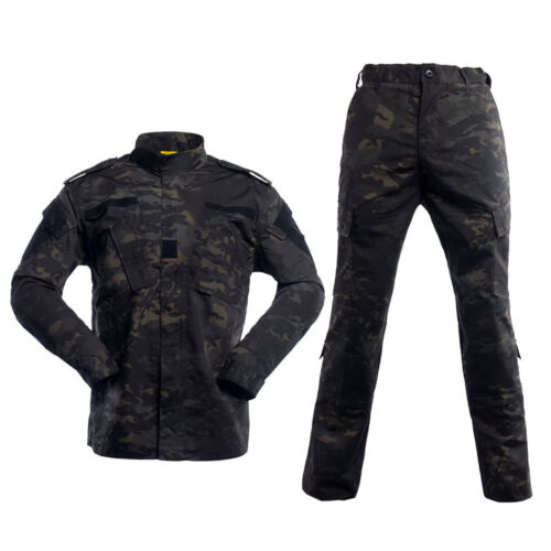 Camouflage Jacket Coat Pants Combat Suit Tactical Army Military Uniform Outdoor - Picture 19 of 23