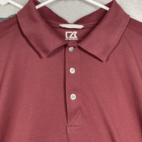 Cutter Buck Polo Shirts Men's 2XT Gray Burgundy Short Sleeve Dry Tec Lot of 2 - Picture 2 of 17