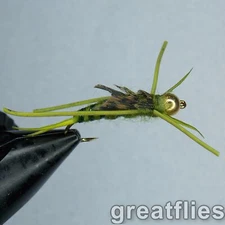 1 dozen (12) - Kaufmann's Stonefly Nymph - OLIVE - Rubber Legs - Bead Head