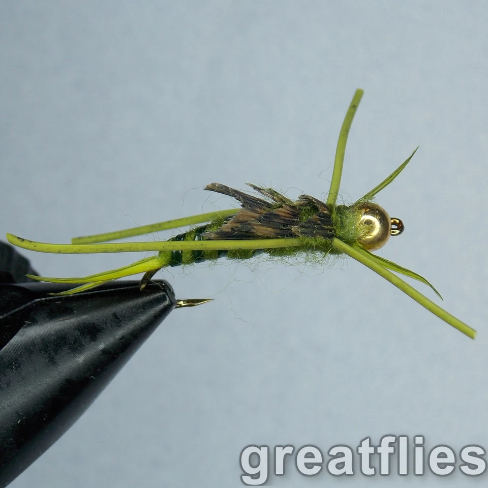 1 dozen (12) - Kaufmann's Stonefly Nymph - OLIVE - Rubber Legs - Bead Head