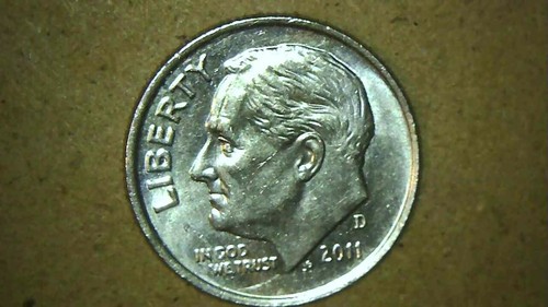 2011 D Roosevelt Rare Dime, Die Crack Along the Roosevelt Face - Picture 1 of 4