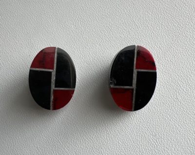 Vintage Mexico 925 Sterling Silver Jasper & Black Onyx Inlay  display picture 1