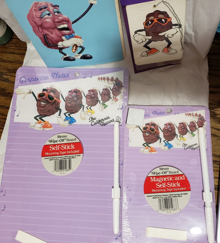 California Raisins Lot-2 Magnetic Wipe Off Boards+Air Freshener+Card - Picture 2 of 4